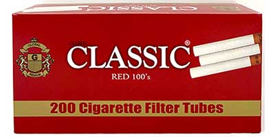 Classic Cigarette Tubes Red 100 200ct