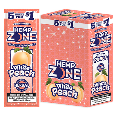 Hemp Zone Wraps White Peach 15 Pack