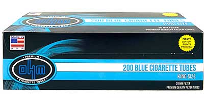 OHM Cigarette Tubes Blue King Size 200 ct