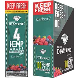 Double Diamond Hemp Wraps Kushberry 25 Packs of 4