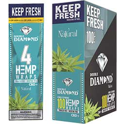 Double Diamond Hemp Wraps Natural 25 Packs of 4