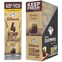 Double Diamond Hemp Wraps Russian Cream 25 Packs of 4
