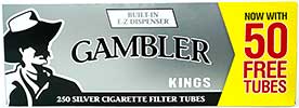 Gambler Cigarette Tubes Silver King Size 250ct Box