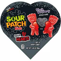 Sour Patch Kids Sour Hearts Black Raspberry 3.45oz Heart Box