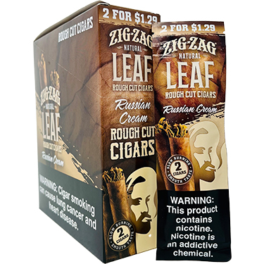 Zig Zag Leaf Rough Cut Cigars Russian Cream 15 Packs of 2